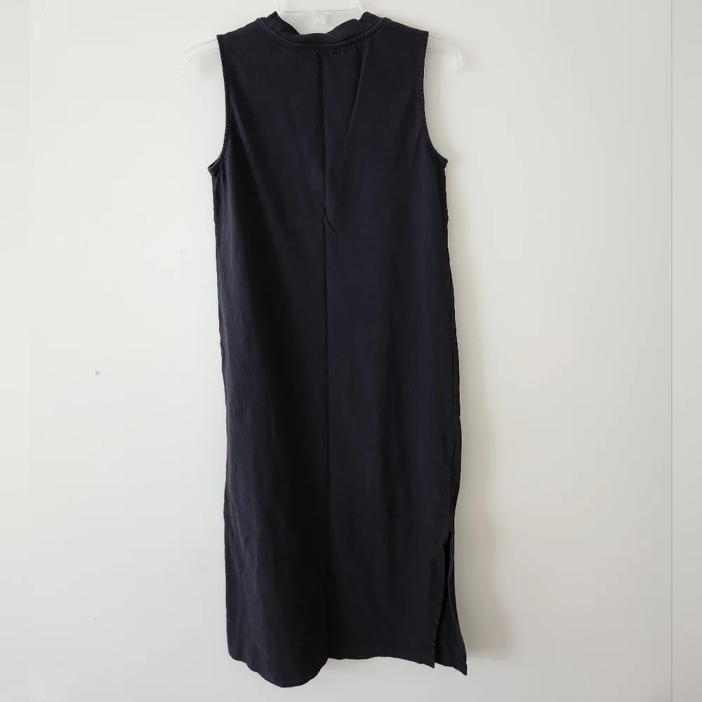 Everlane The Long Weekend Sleeveless Side Slit Midi Dress Cotton Black Small - Picture 7 of 10